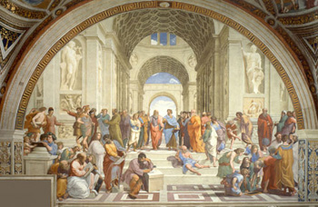 Detail of Plato and Aristotle, from The School of Athens by Raphael